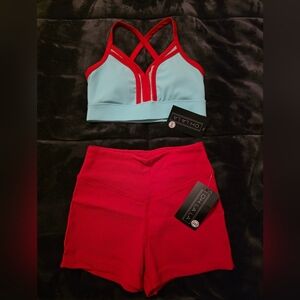 Women's Red and Blue Activewear Set
